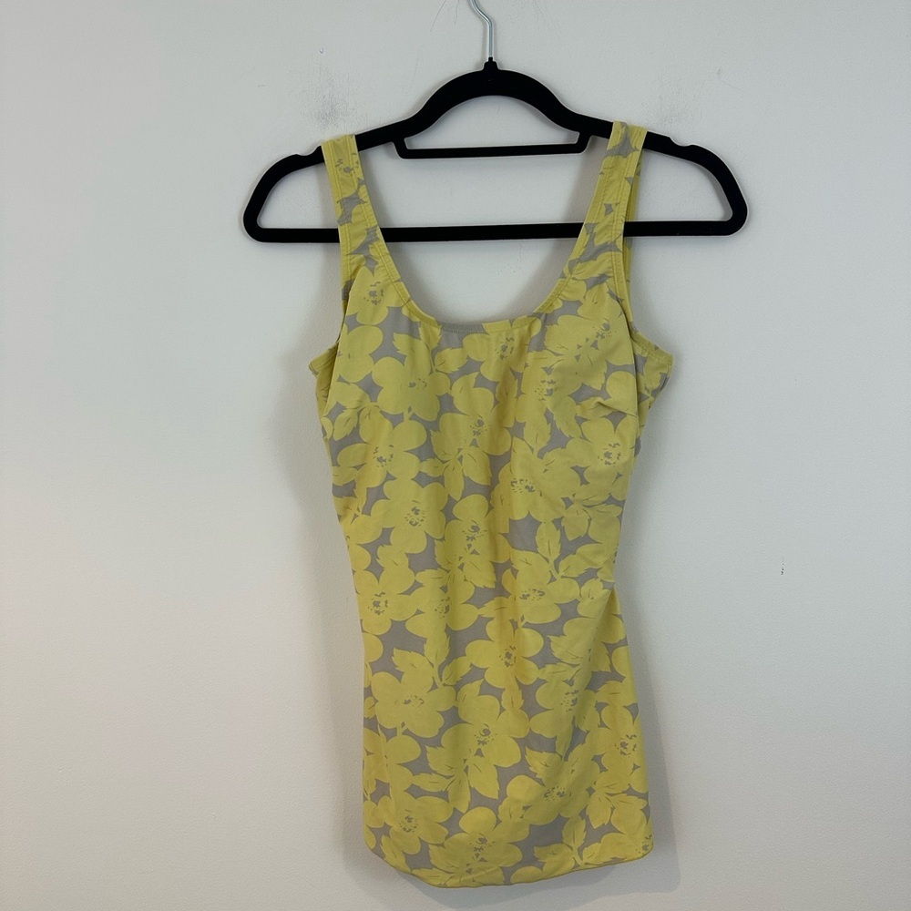 Shore Shapes Swimwear Yellow Floral Sleeveless One Piece Swimsuit Size 12